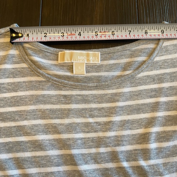 White and Grey Striped T Shirt, Michael Kors, Small, Lightly Worn - Picture 7 of 8
